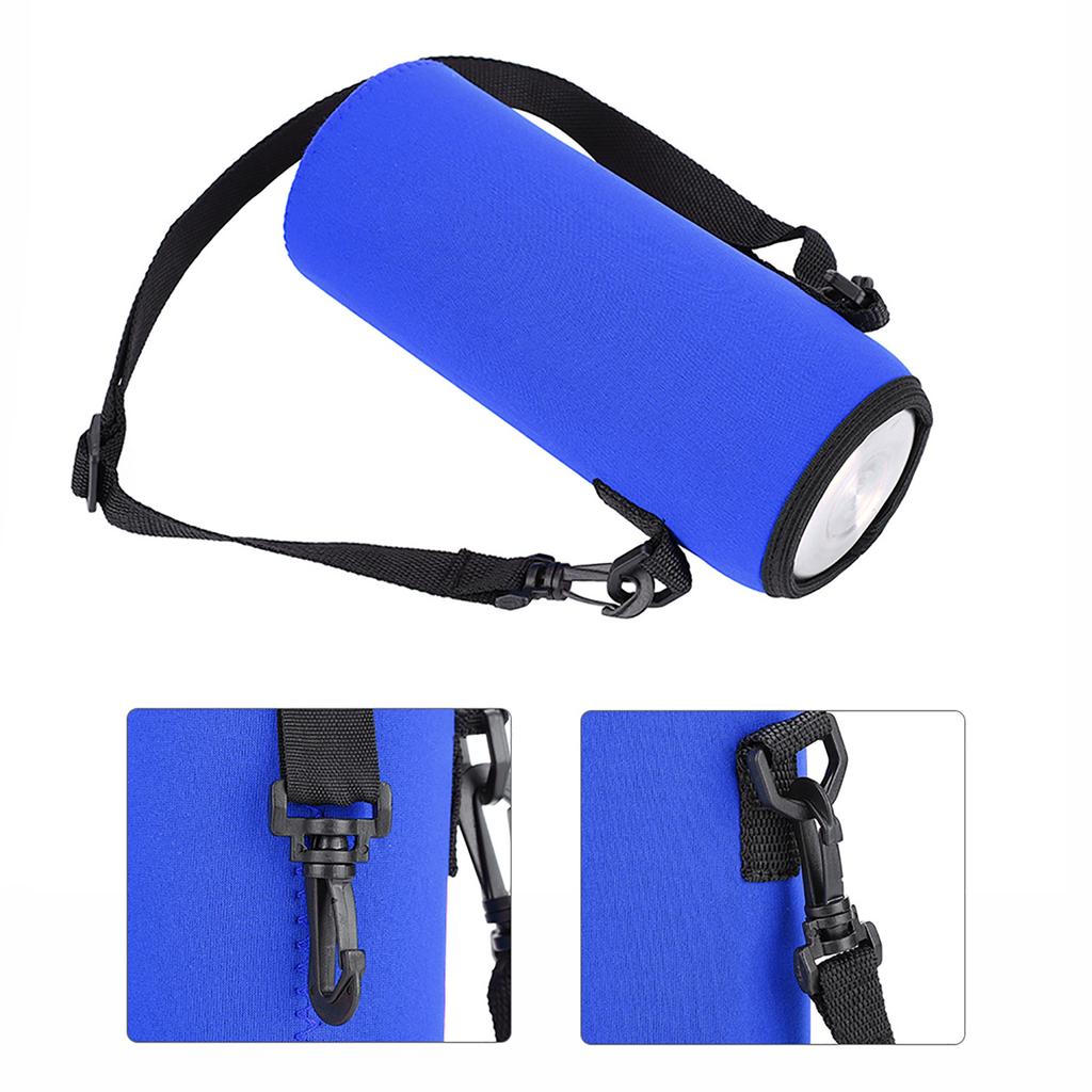 Outdoor 1000ml Water Bottle Insulated Cover Neoprene Carrier Bag Pouch with Strap Black