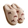 Bow cotton slippers women's autumn and winter 2025 new indoor home non-slip thick bottom warm plush cotton mop