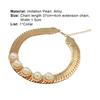 Faux-Perlen-Dekor Strass Damen Halskette Verstellbare Schlangenkette Kragenhalskette Schmuck Accessoire