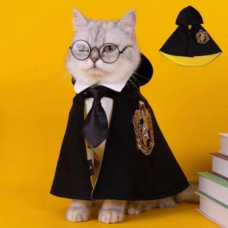 Trendy Pet Cape With Magical Academy Design For Small Dogs Spring/autumn Clothes For Cats And Dogs