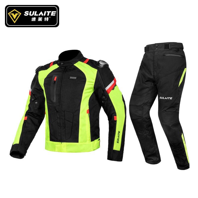 SULAITE Off-Road Motorcycle Riding Jacket Pants Set Winter Warm Waterproof CE2 Armor Protective Gear Men
