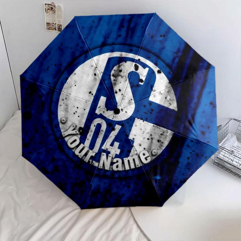 1 PC Automatic Folding Umbrella - FC Schalke 04 Custom Name Pattern, Portable & Foldable Design with 8 Ribs, Christmas Birthday Gifts