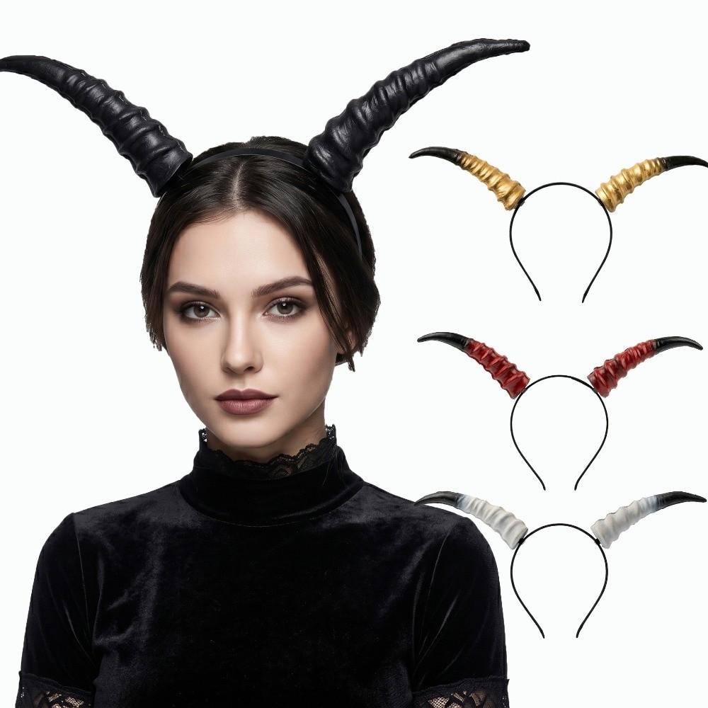 Pu Halloween Horns Headband Ox Horn Halloween Hair Hoop Personality Cosplay Hairband Photo Props