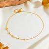 Fashion Letter Titanium Steel Necklace Chain Women'S Stone Collarbone Chain Fashionable Versatile Simple Premium