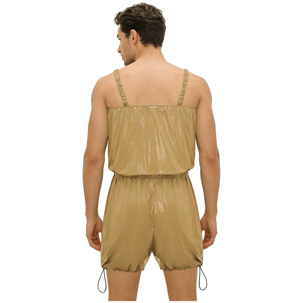 Body Adaptable de una Pieza para Hombre Cubierta de Pañal Impermeable Piernas con Cordón Correas Elásticas Cintura Monos