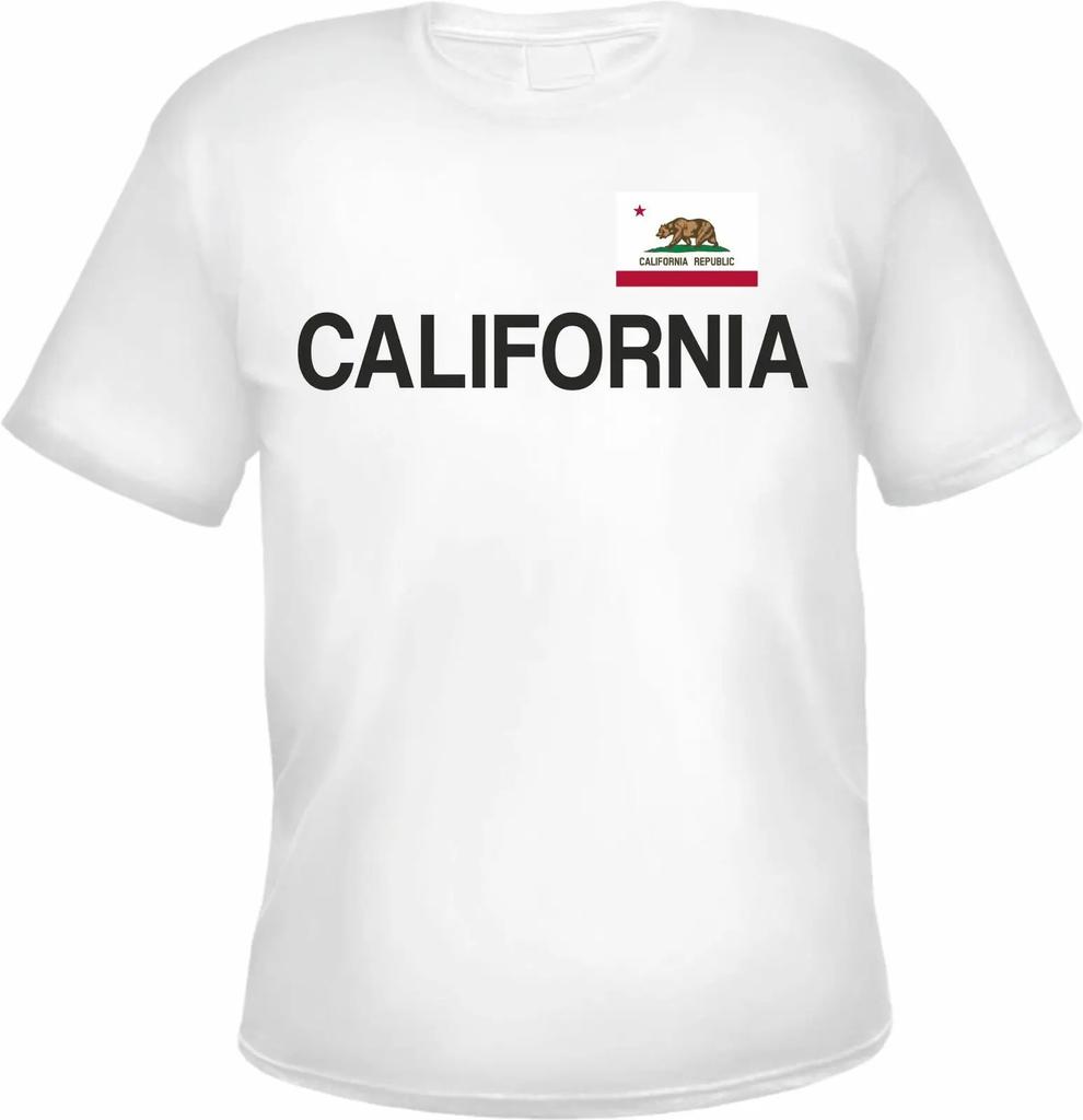 California Flag Capital Letters Printed Unisexs T Shirt High Quality Cotton Large Sizes Breathable Top Loose Casual Tshirt