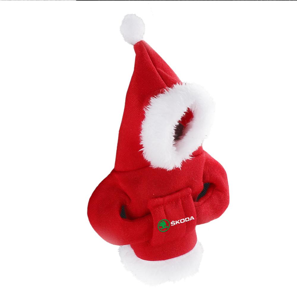 BBIC7 Car Gearbox New Year Xmas Hoodie Car Shift Speed Lever Cover for Skoda S Logo Octavia Fabia 2 Superb 2 Kamiq Kodiaq VRS VII