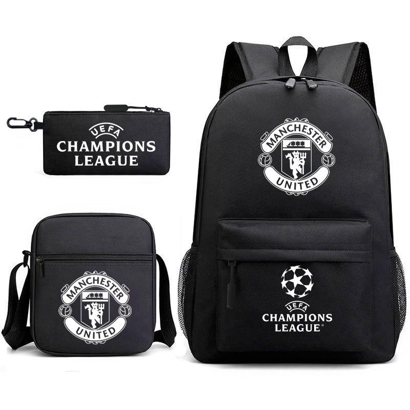 Zaino da Tifoso di Calcio per Bambini e Ragazzi Manchester United Semplice Casual Zaino Giornaliero Borsa a Spalla con Astuccio