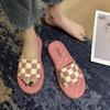 Sandals Bedroom Bathroom Shoes for Women Plaid Woman Slippers Flat Slides Summer Footwear Waterproof Stylish Casual Small Size