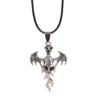 Gothic Halloween Skull Necklace Pendant Neckchain Feature Winged Charm Accent for Punk Outfits Costume Parties