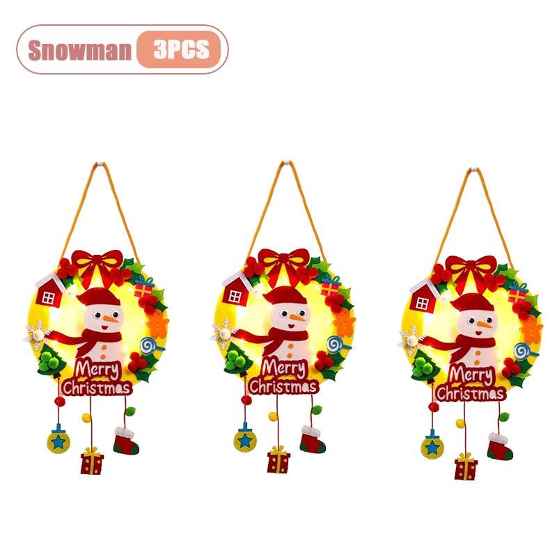 Handgemachter Kinder DIY Weihnachts-Kranz Leuchtende LED-beleuchtete Feiertagsdekoration Weihnachtsbaumschmuck Geschenk Klassenzimmer Weihnachts-Bastelarbeit