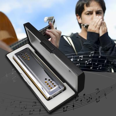 New Swan Doppelseitige Tremolo-Mundharmonika, Mundschlüssel C&G, 24 Löcher + gepolsterte Box