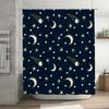 Starry Night Moon Star Print Shower Curtain Waterproof Bath Decoration for Home Decor Navy Blue White