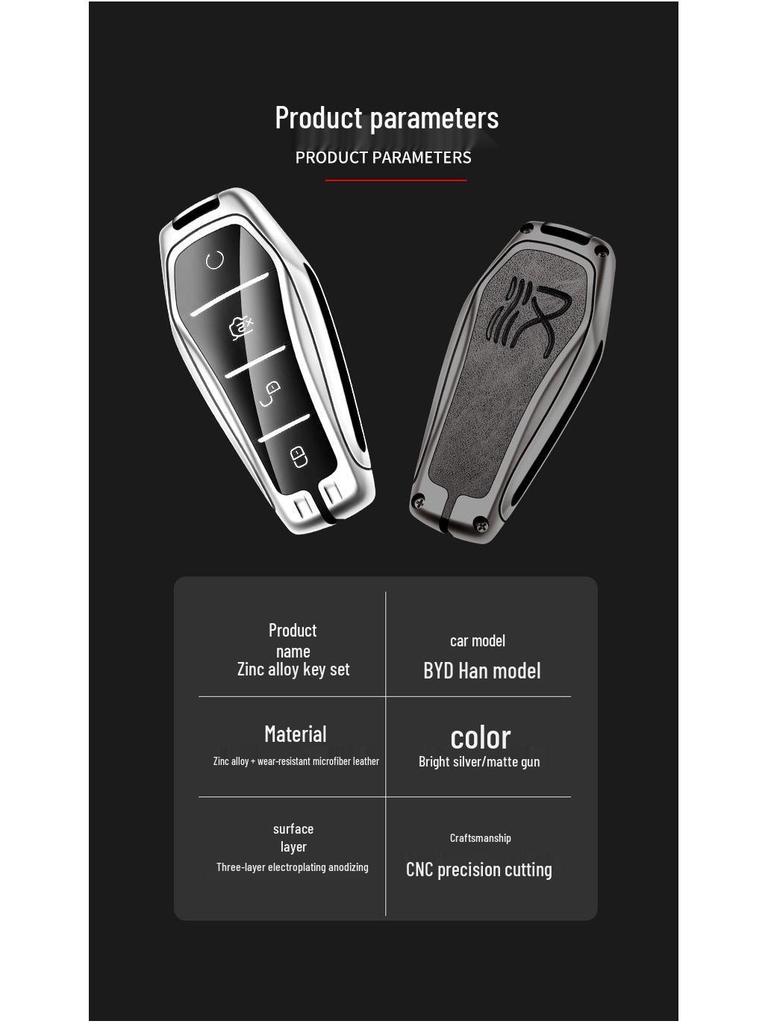 BYD Key Case Metal Shell: Anti-Lost Protection for Song PRO, Han, Tang, Song PLUS, Song MAX, Qin PRO Models.