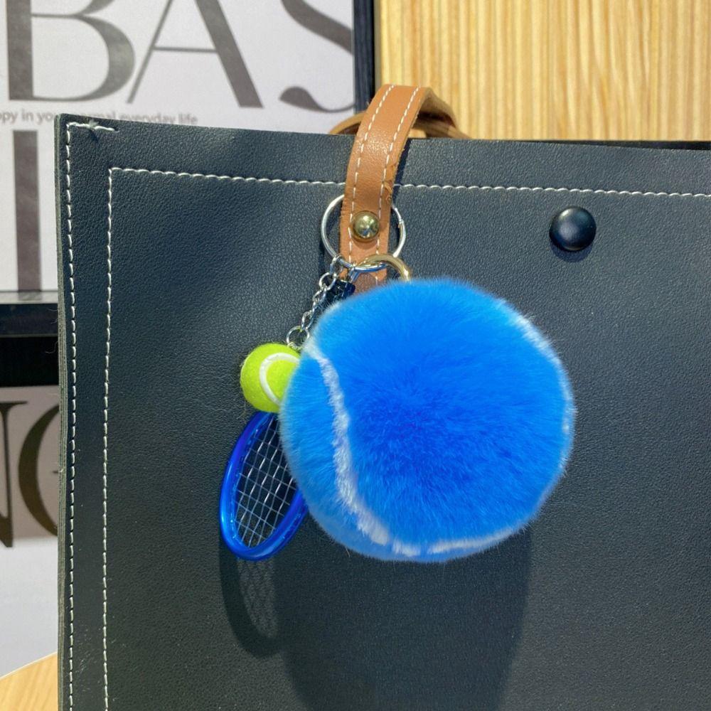 Creativity Cute Tennis Keychain Key Accessories Cartoon Ball School Bag Pendant Simple DIY Tennis Fur Key Chain For Girl Gift