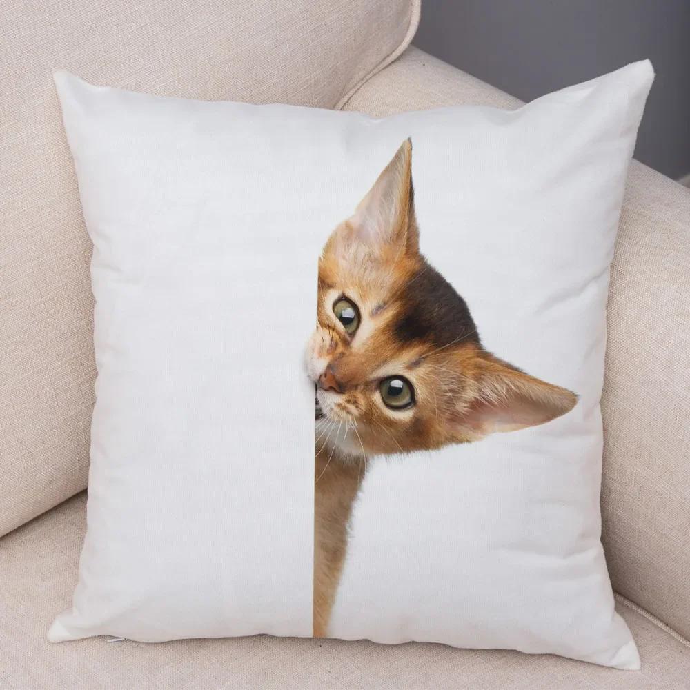 1PC 45x45cm Cute Cat Pillowcase for Home Sofa Children Room Decor Lovely Pet Animal Print Cojines Cushion Cover Pillow Case