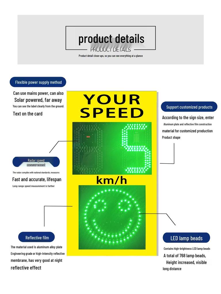 Solar-Powered Speed Display: Radar Speed Measurement with Smile Face Sign