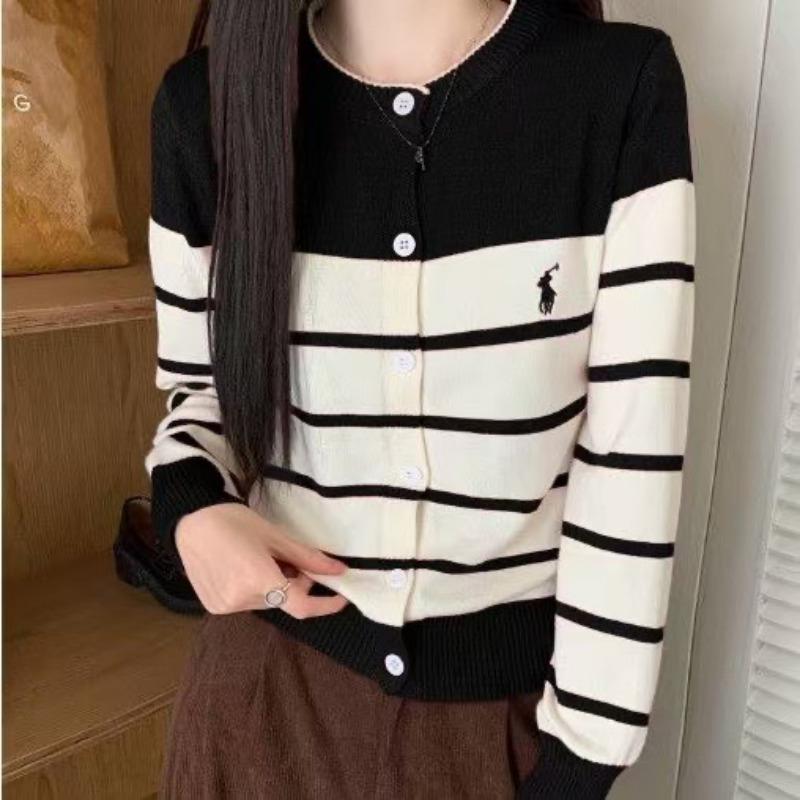 

Spring and Autumn New Red Embroidered Striped Knitted Sweater Crew Neck Loose Sweater Jacket Cardigan Trendy Top S чорний