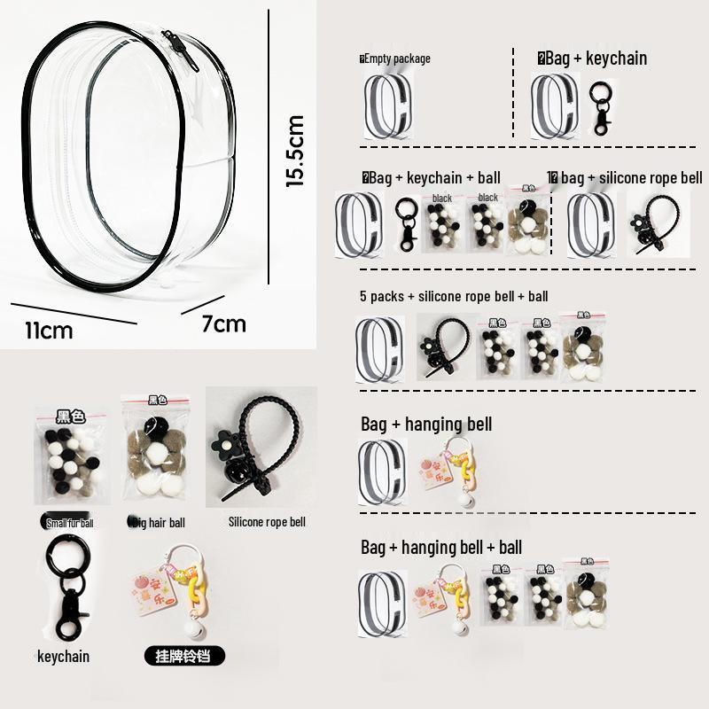 15CM Labubu Ita Tasche: Doppelreißverschluss Transparenter PVC-Puppentragekorb, 2. Generation