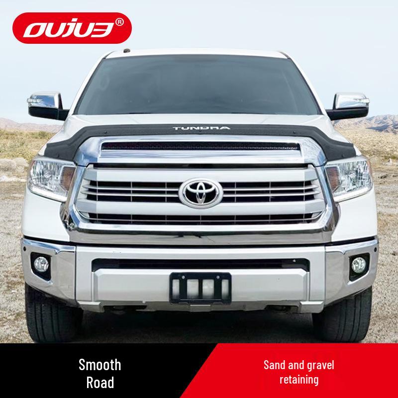 Toyota Tundra Off-road Sand & Gravel Deflector Rain Visor & Yellow Spotlight Decoration Accessory.
