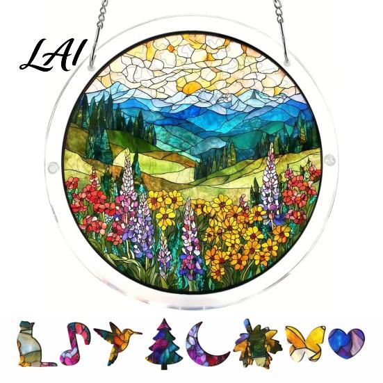 Irregular Puzzle Piece Suncatcher Acrylic Jigsaw Kit Stained Glass Style DIY Window No Glue Hanging Ornament for Home Decor Gift Women Men