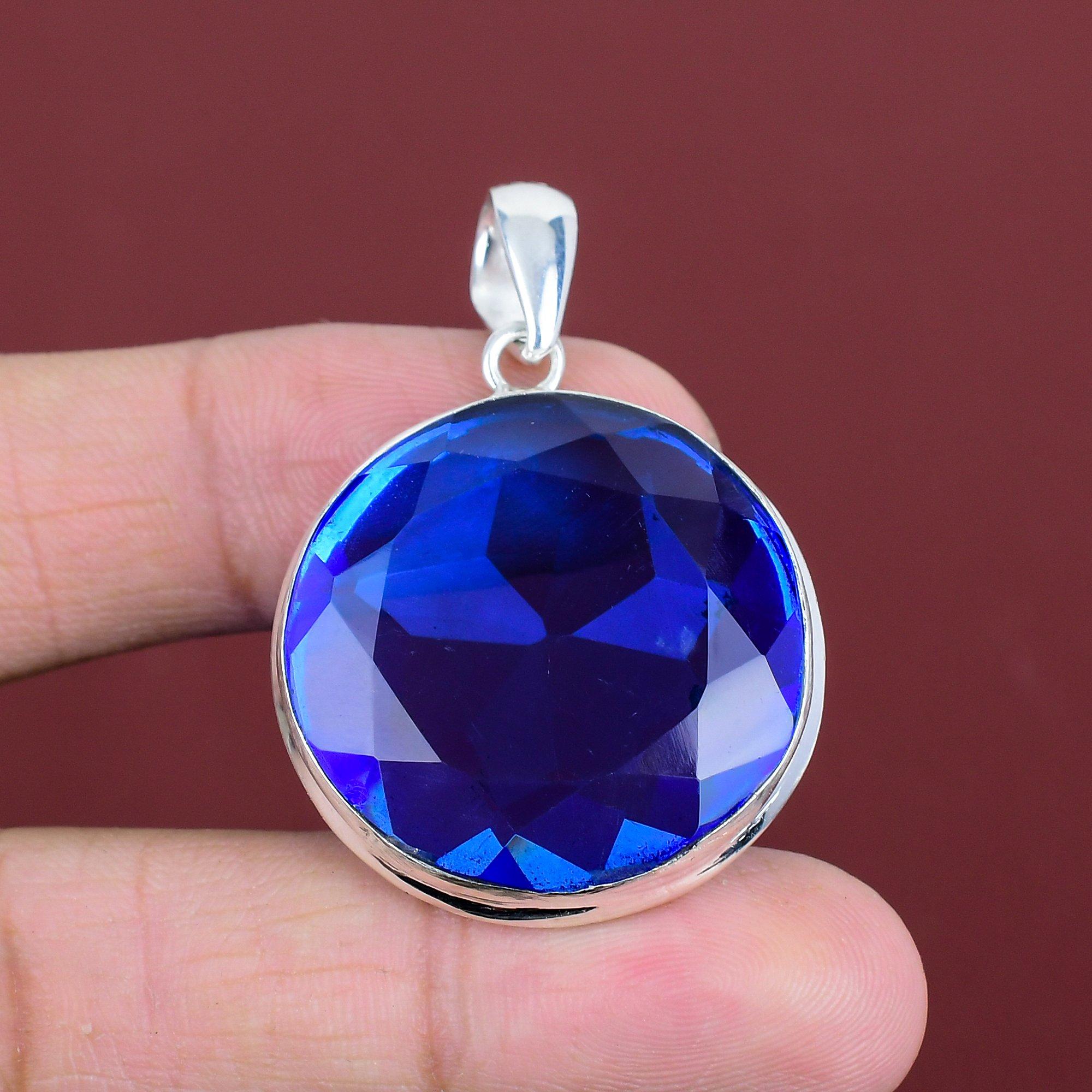 Faceted tanzanite quartz pendant 925 sterling silver pendant top quality gemstone pendant decent jewelry handmade pendant anniversary gifts
