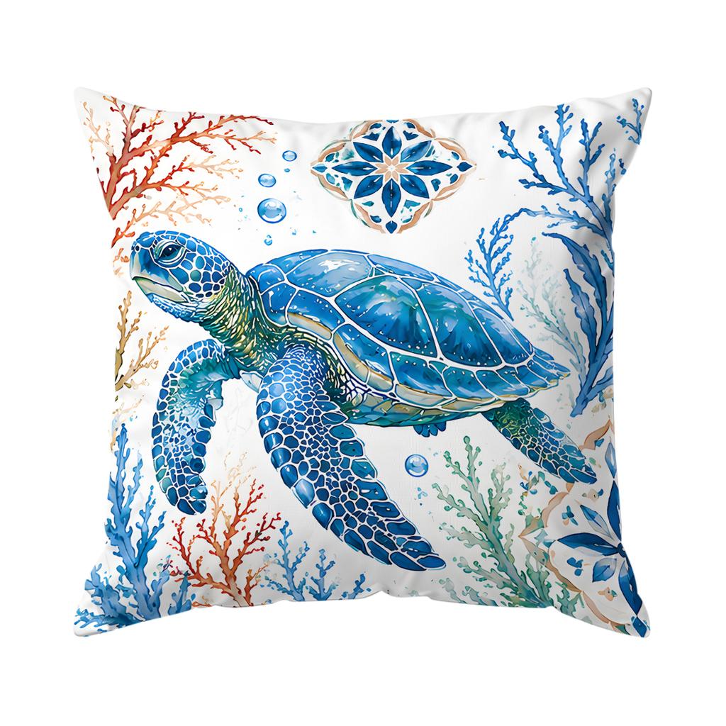 1pcs Blues Sea Life Pattern Cushions Pillowcase Polyester Cushion Cover Throw Pillow Pillowcover Home Car Sofa Decor