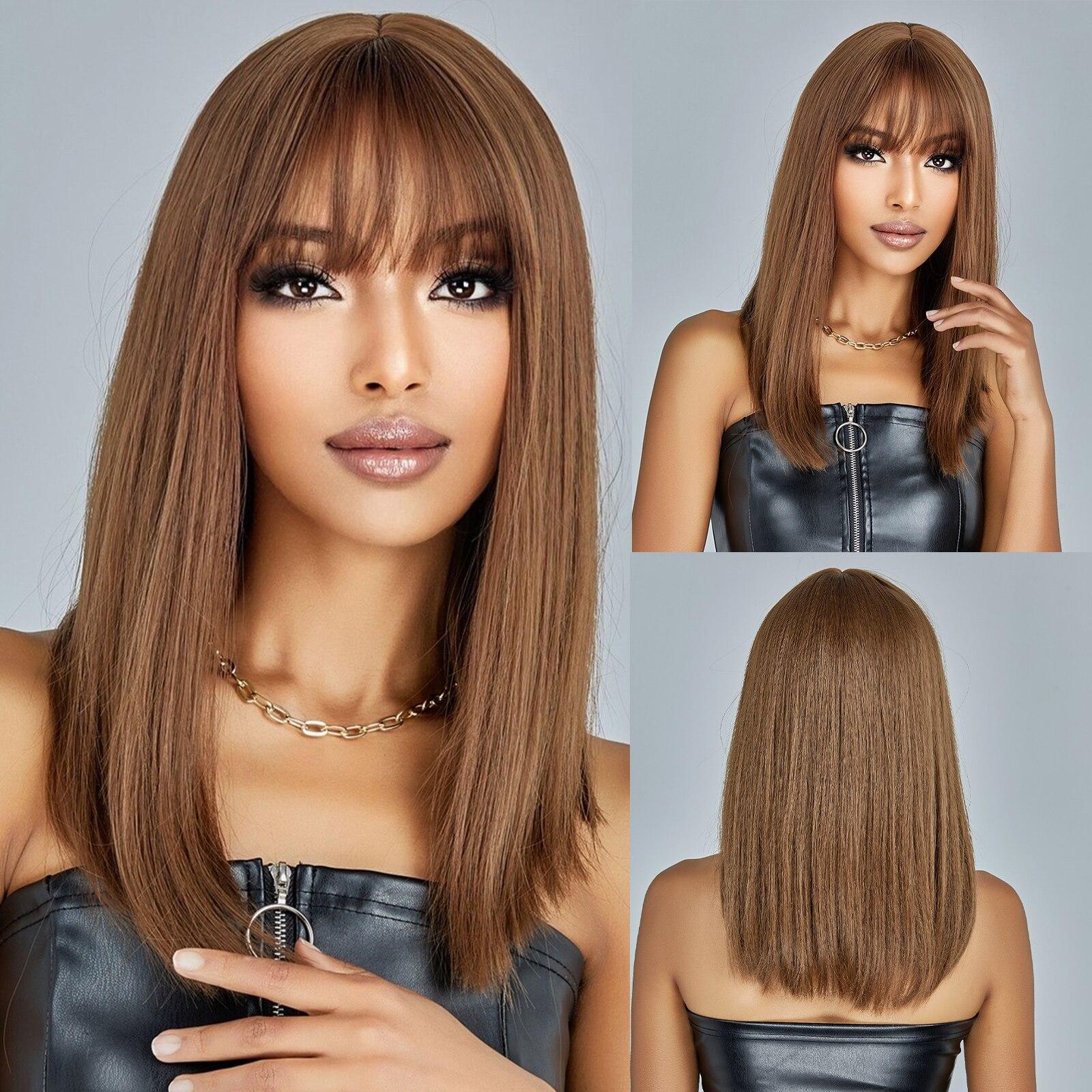 

Парики из многослойных волос средней длины, блондинка, золотой омбре, синтетический парик с бахромой для женщин, цветные парики для косплея, термостойкие волосы