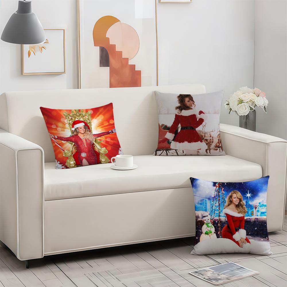 Singer MMariah CCarey Merry Christmas cushion cover Birthday Anniversary Gifts Double Sided Printed Zipper Cushion Cover