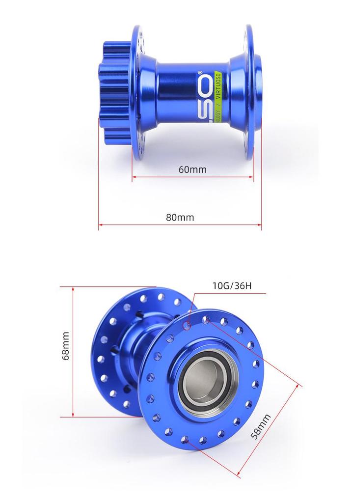 POLSO CNC Aluminum Electric Motorcycle Disc Brake Hub with Six-Bolt, 32H/36H Compatibility, and 10G Spokes