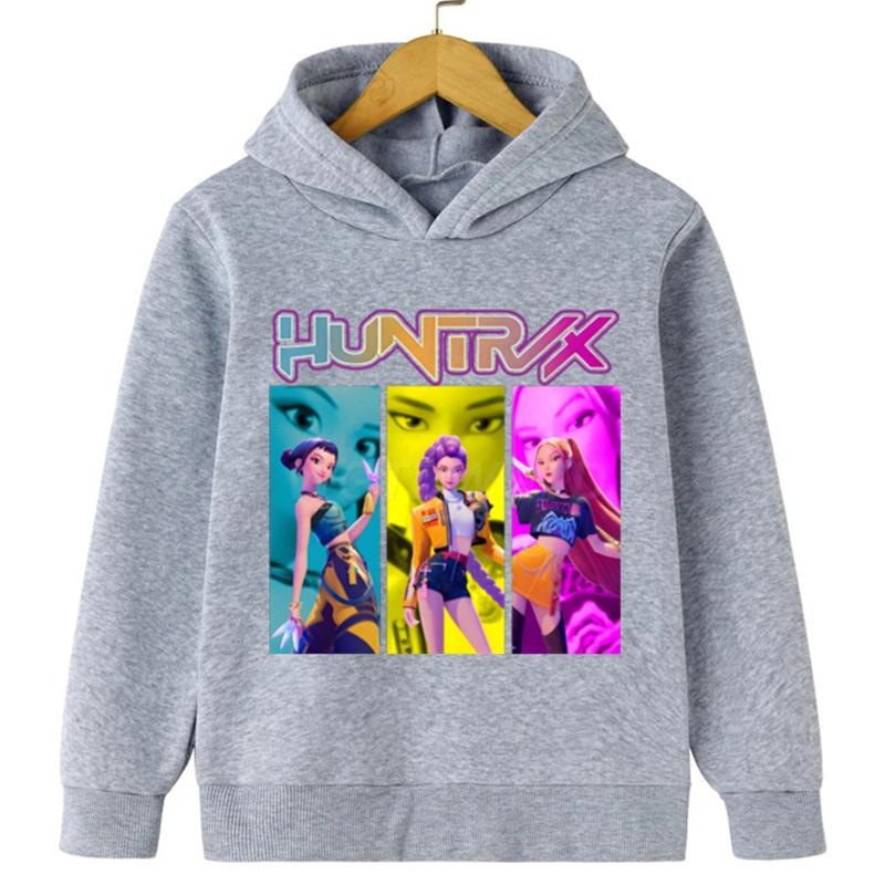 Kpop Demon Hunters Hoodies Höst Vinter Tryck Varm Bekväm Trendig Barn Huva
