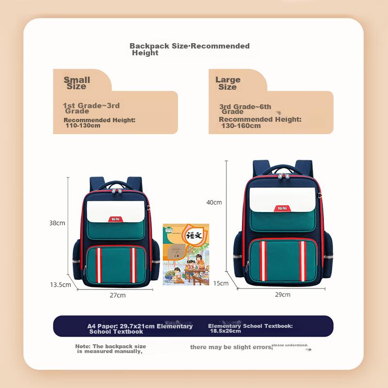 RUiPAi Elementary School Backpack for Boys And Girls Grades 1-3 Accordion-Style Compartmentalized Lightweight