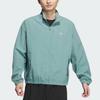 Adidas Embroidered Logo Zip-Up Collar Jacket Unisex Jackets Teal Gray JI6658