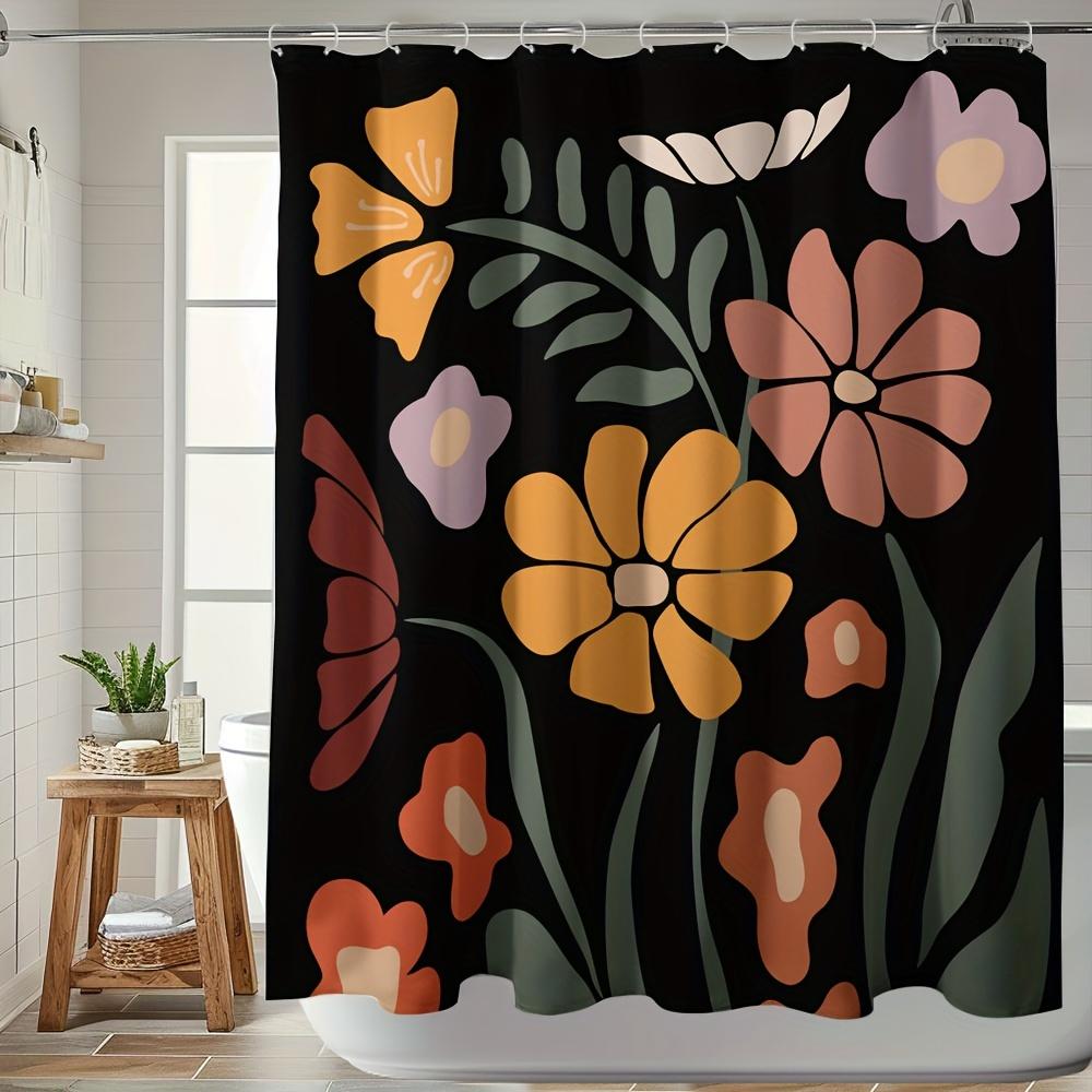 Vibrant Floral Pattern Waterproof Shower Curtain – Perfect for Adding a Colorful and Stylish Touch To Your Bathroom Decor