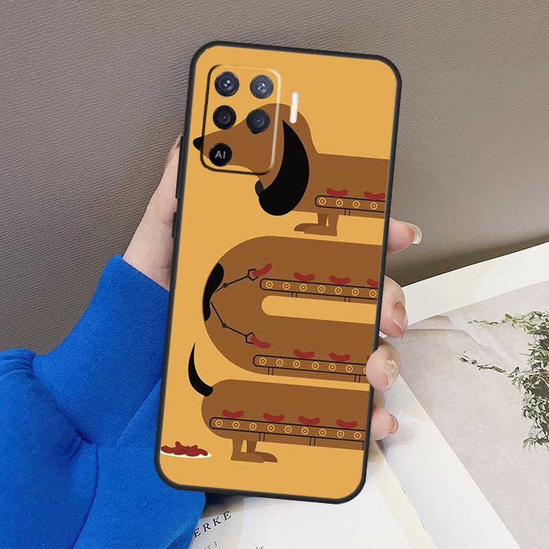 Cartoon Dachshund Sausage Dog Case For OPPO Find X5 X3 Pro A15 A74 A54 A94 A93 A91 A5 A9 A31 A53 2020 A53S A52 A72 Cover