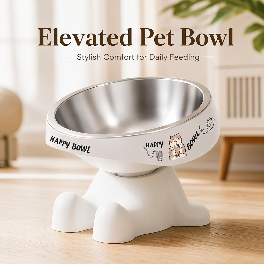 2026 Shaped Elevated Pet Feeding Bowl, Cute Pattern Dopamine Color Pet Food Bowl, Dog And Cat Water And Food Bowl, Neck Protection Anti-Slip Pet Bowl