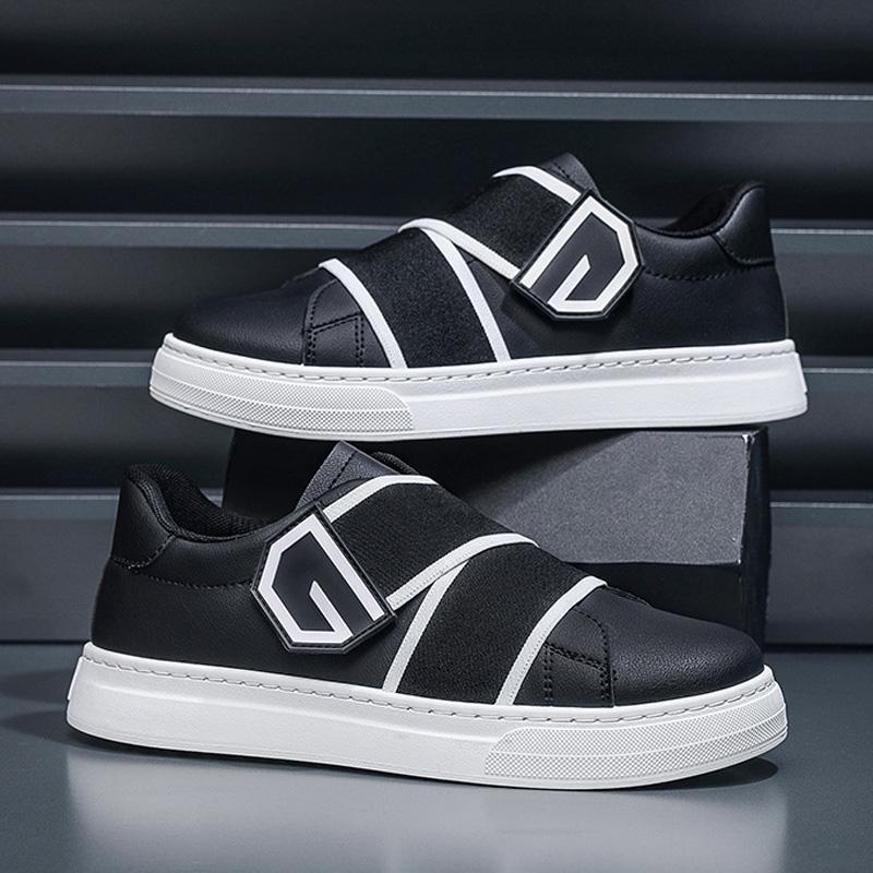 

Кроссовки для мужчин, модные, эластичные, с ремешком на липучке, скейтборд, мужские кроссовки, кроссовки на плоской подошве, кроссовки, новые, дышащие, кожаные, повседневные туфли 44 чёрный