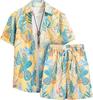 Print Aloha Set Up Short Cargo Floral [J.STORE] All-over Shirt, Pants, Sleeves, Casual, Pants, Sports, Print, Sporty, Men's, Yellow, 5S-J06-YEL