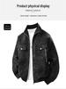 Men's Gray PU Leather Stand Collar Retro Workwear Jacket for Spring/Autumn