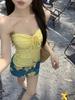 Seaside Resort Floral Print Blue Bandeau Top and Skirt Set for Women