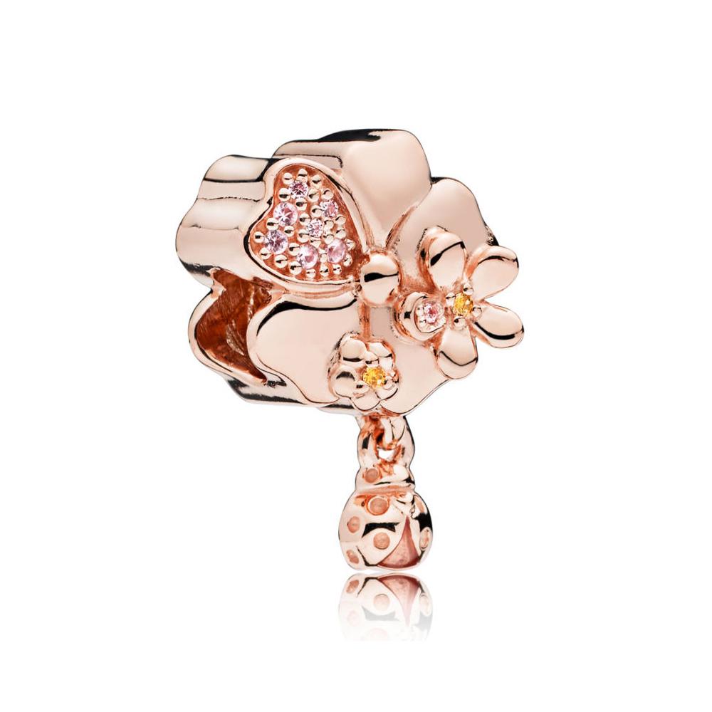 925 Silver Rose Gold Charms Open Heart Sparkling Polish Charm Pendant Clip Stopper Charms Fit Original Bracelet