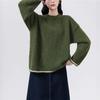 Retro Contrasting Color Crew Neck Sweater Women's Clothing Autumn and Winter New Loose and Lazy Wind Soft Waxy Thickened Pullover Knitted Sweater Top