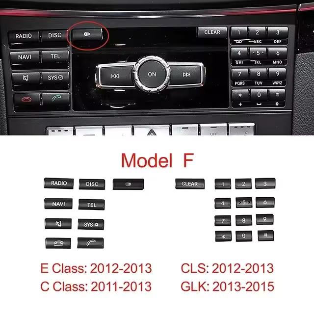 Car Radio CD Button Sticker Decals for Mercedes Benz C, E, GLK and W Class Cars 2008-2014 Auto Car