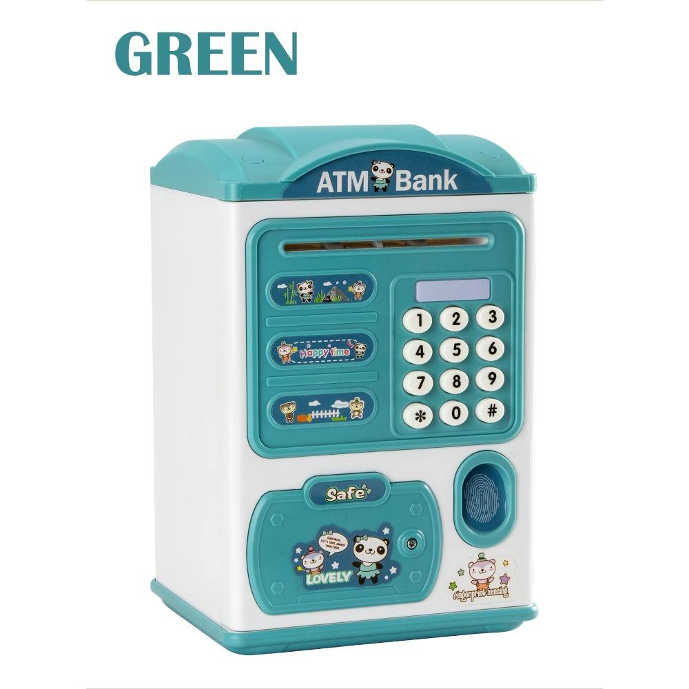 Brinquedos Cofre de Porquinho ATM, Divertido Eletrônico Música Desenho Animado Senha de Impressão Digital Caixa Simular Desbloqueio de Senha de Impressão Digital Presentes para Crianças