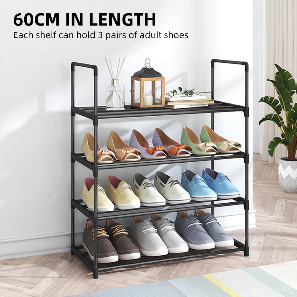 Shoe Rack 4 Tier   6 Tier Shoe Organizer with 4 Shelves   6 Shelves Metal Shoe Storage Stackable for Living Room