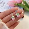 Korean Style Flower Strawberry Dangle Earrings For Women Cute Animal Rabbit Pink Tulip Love Heart Earring Party Wedding Jewelry