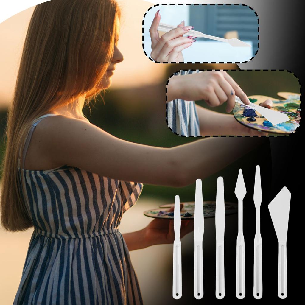 Straight-edge 6-piece Oil Painting Knife Set For Oil Painting And Gouache Teaching, Universal Safety Quality For Students