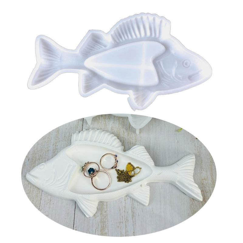 Fish Storage Tray Silicone Mold Jewelry Display Dish Epoxys Resins Molds Fish Shaped Coaster Candle Cup Gypsum Plasters DIY