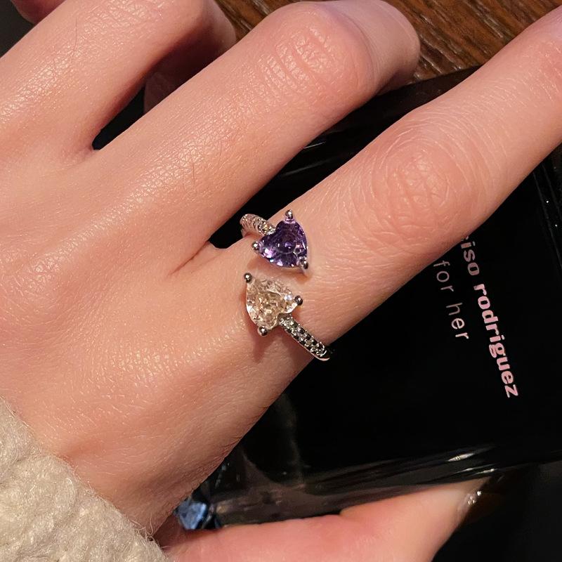 Light Luxury High-End Love Color Treasure Series Zir*****Pen Ring Niche Full Of Diamonds Personality Exquisite Elegant Ring Woman