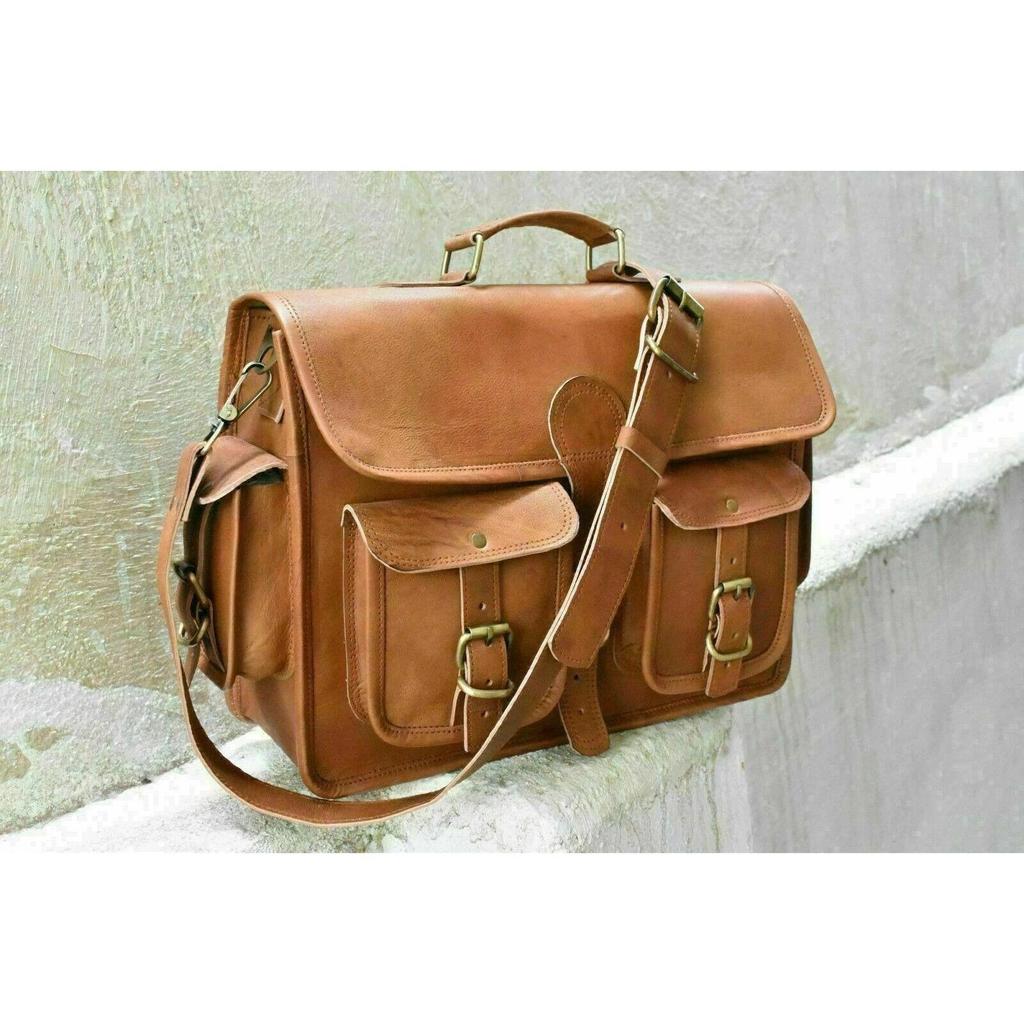 Leather Vintage Messenger Shoulder Satchel Laptop Briefcase Bag Branded New Men